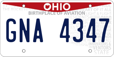 OH license plate GNA4347