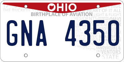 OH license plate GNA4350