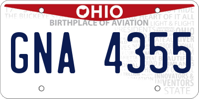 OH license plate GNA4355