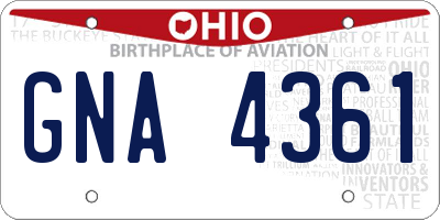 OH license plate GNA4361