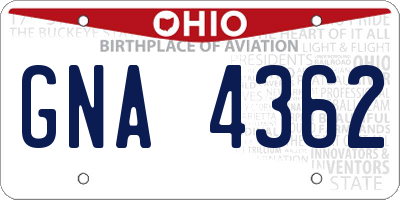 OH license plate GNA4362