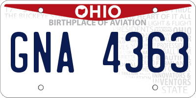 OH license plate GNA4363