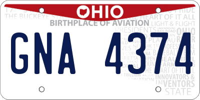 OH license plate GNA4374