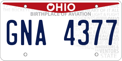 OH license plate GNA4377