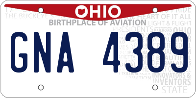 OH license plate GNA4389