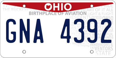 OH license plate GNA4392
