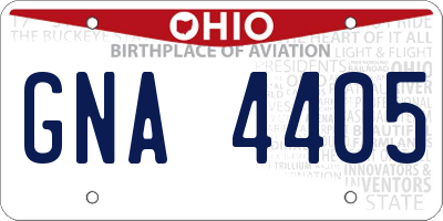 OH license plate GNA4405