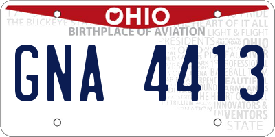 OH license plate GNA4413