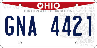 OH license plate GNA4421