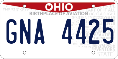 OH license plate GNA4425