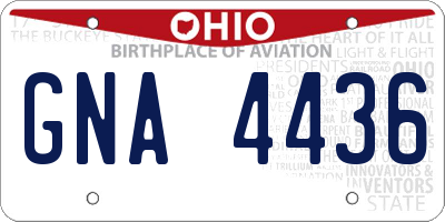 OH license plate GNA4436