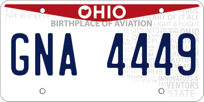 OH license plate GNA4449