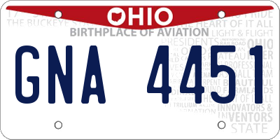 OH license plate GNA4451