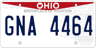OH license plate GNA4464
