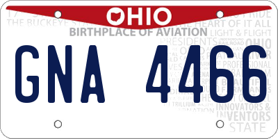 OH license plate GNA4466