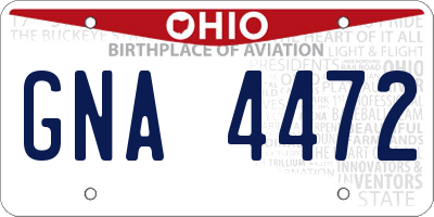 OH license plate GNA4472