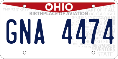 OH license plate GNA4474