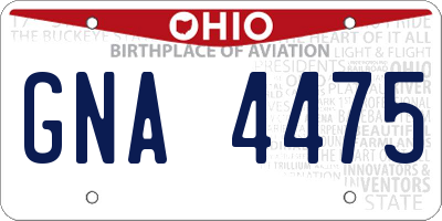 OH license plate GNA4475