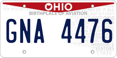 OH license plate GNA4476
