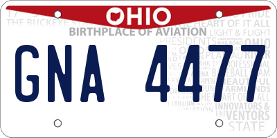 OH license plate GNA4477