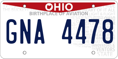 OH license plate GNA4478