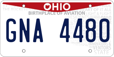 OH license plate GNA4480