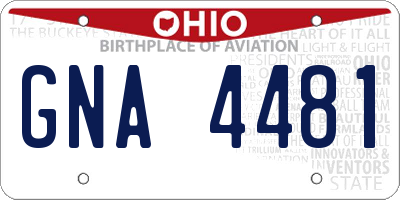 OH license plate GNA4481