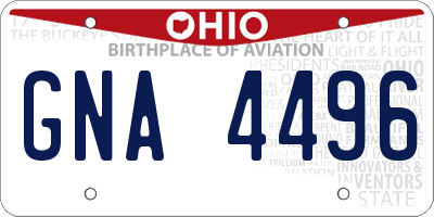 OH license plate GNA4496