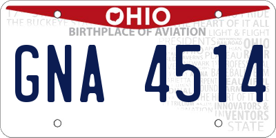 OH license plate GNA4514