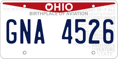 OH license plate GNA4526