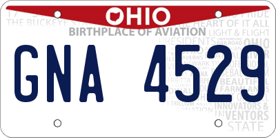 OH license plate GNA4529