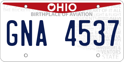 OH license plate GNA4537