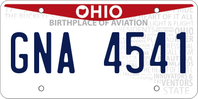 OH license plate GNA4541
