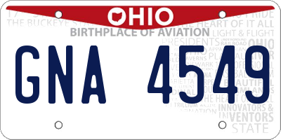 OH license plate GNA4549