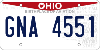 OH license plate GNA4551