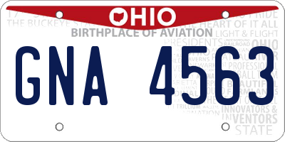 OH license plate GNA4563