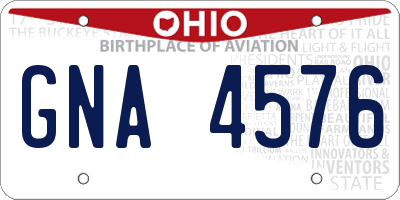 OH license plate GNA4576