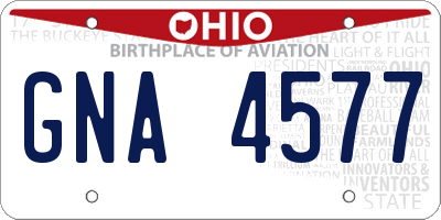 OH license plate GNA4577