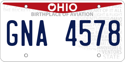 OH license plate GNA4578