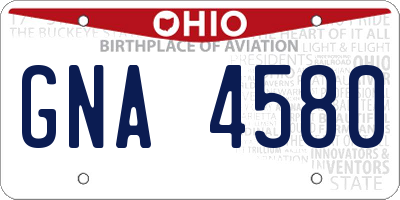 OH license plate GNA4580