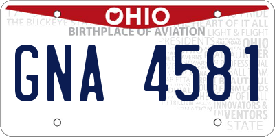 OH license plate GNA4581