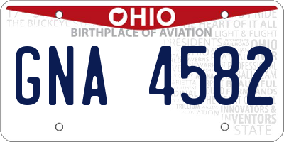 OH license plate GNA4582