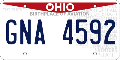 OH license plate GNA4592
