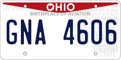 OH license plate GNA4606