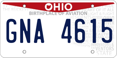 OH license plate GNA4615