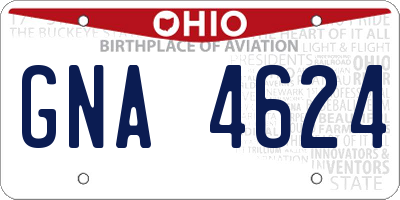 OH license plate GNA4624