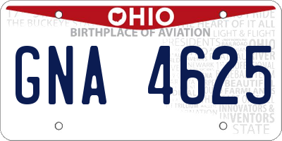 OH license plate GNA4625