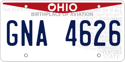 OH license plate GNA4626
