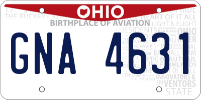 OH license plate GNA4631