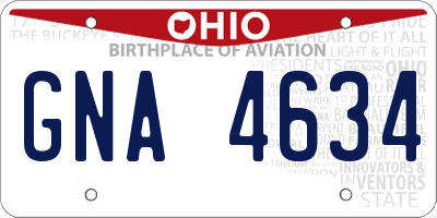 OH license plate GNA4634
